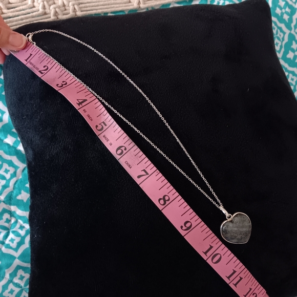 Gemstone~Lapis Blue Gray Heart Silver Necklace NWOT - Picture 5 of 13